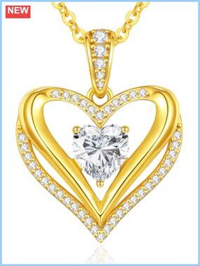18K Gold Plated Moissanite Heart Infinity Necklace I LOVE YOU Pendant